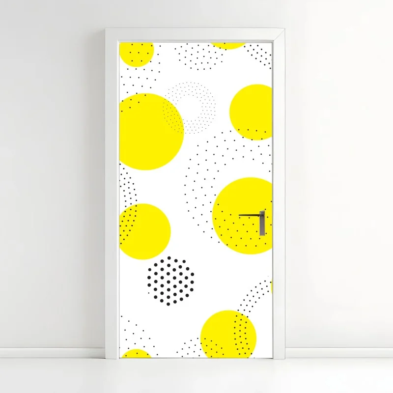 Pegatina para puerta patrón de círculos amarillos y puntos negros