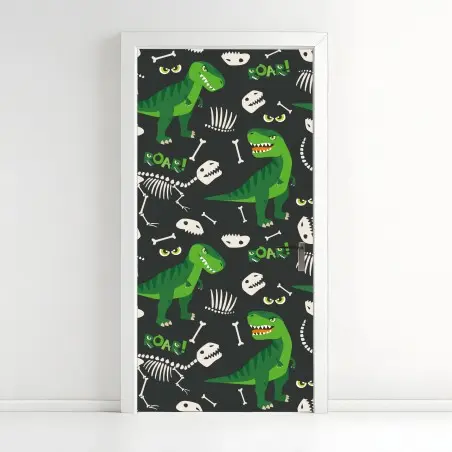 Pegatina para puerta dinosaurios jurásicos en patrón divertido – Pixers®