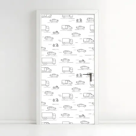 Pegatina para puerta patrón minimalista de vehículos en movimiento – Pixers®