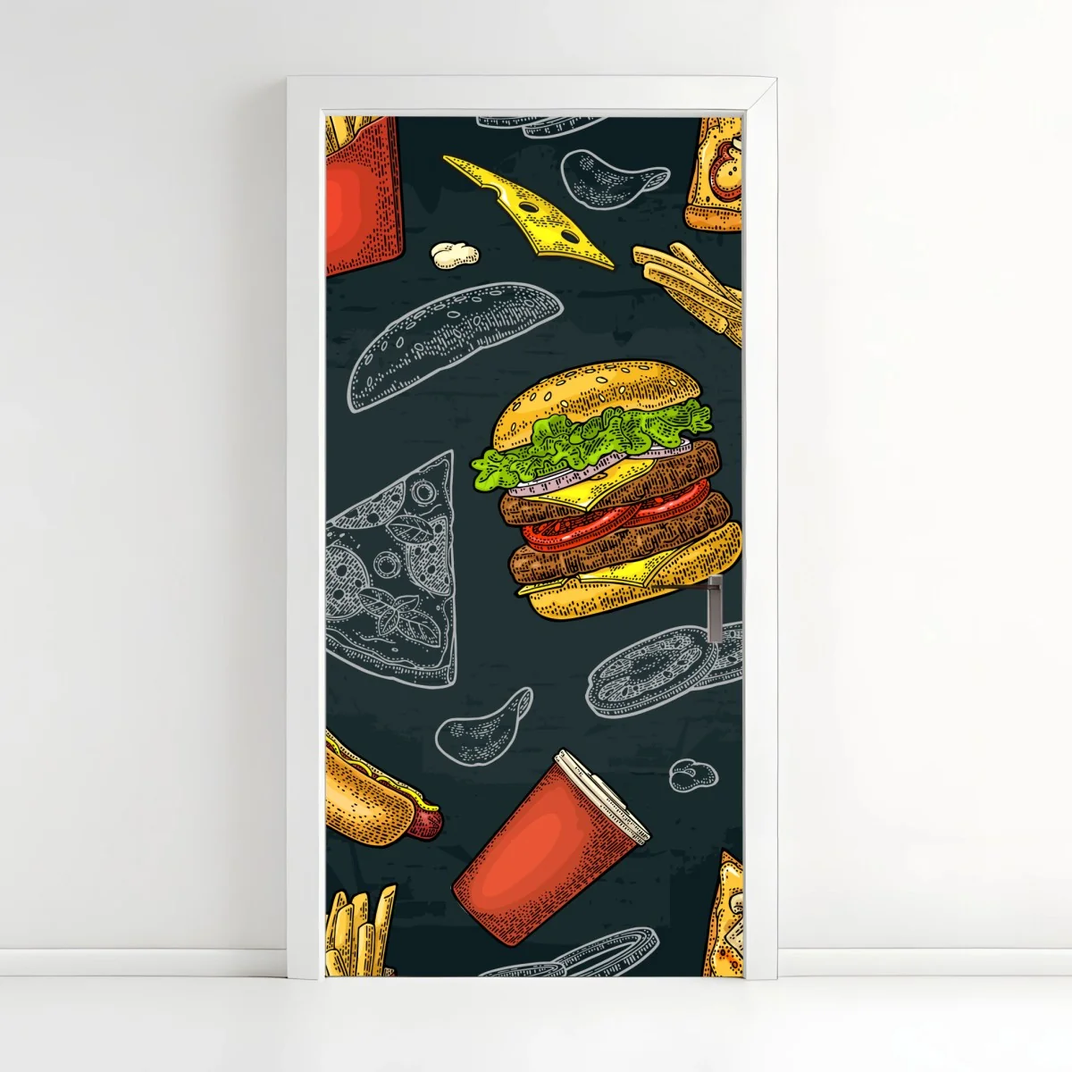 Pegatina para puerta festín de comida rápida estilo retro – Pixers® Pegatina para puerta festín de comida rápida estilo retro – Pixers®