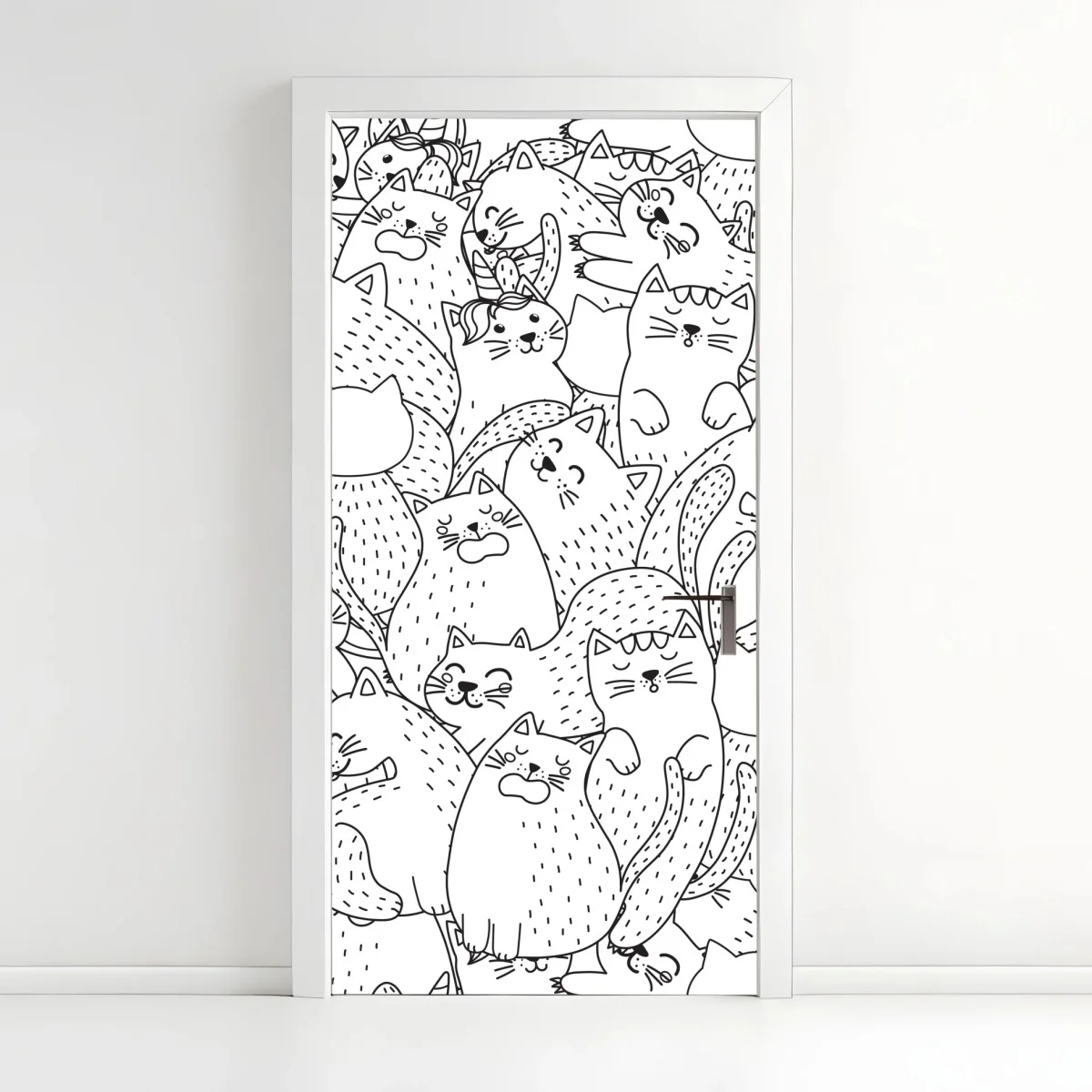 Pegatina para puerta patrón de gatos kawaii para colorear – Pixers® Pegatina para puerta patrón de gatos kawaii para colorear – Pixers®