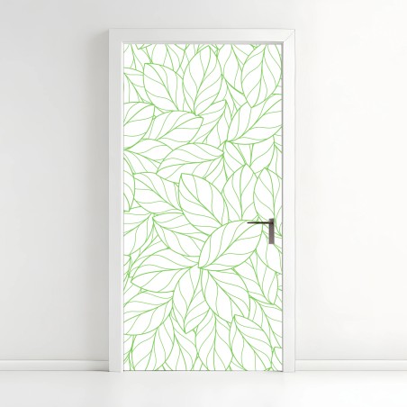 Pegatina para puerta patrón sereno de hojas verdes – Pixers®