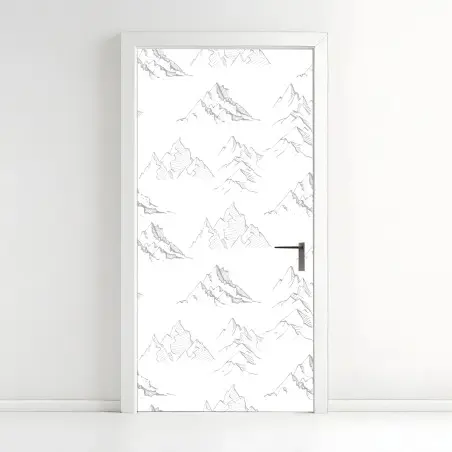 Pegatina para puerta patrón de montañas en boceto – Pixers®