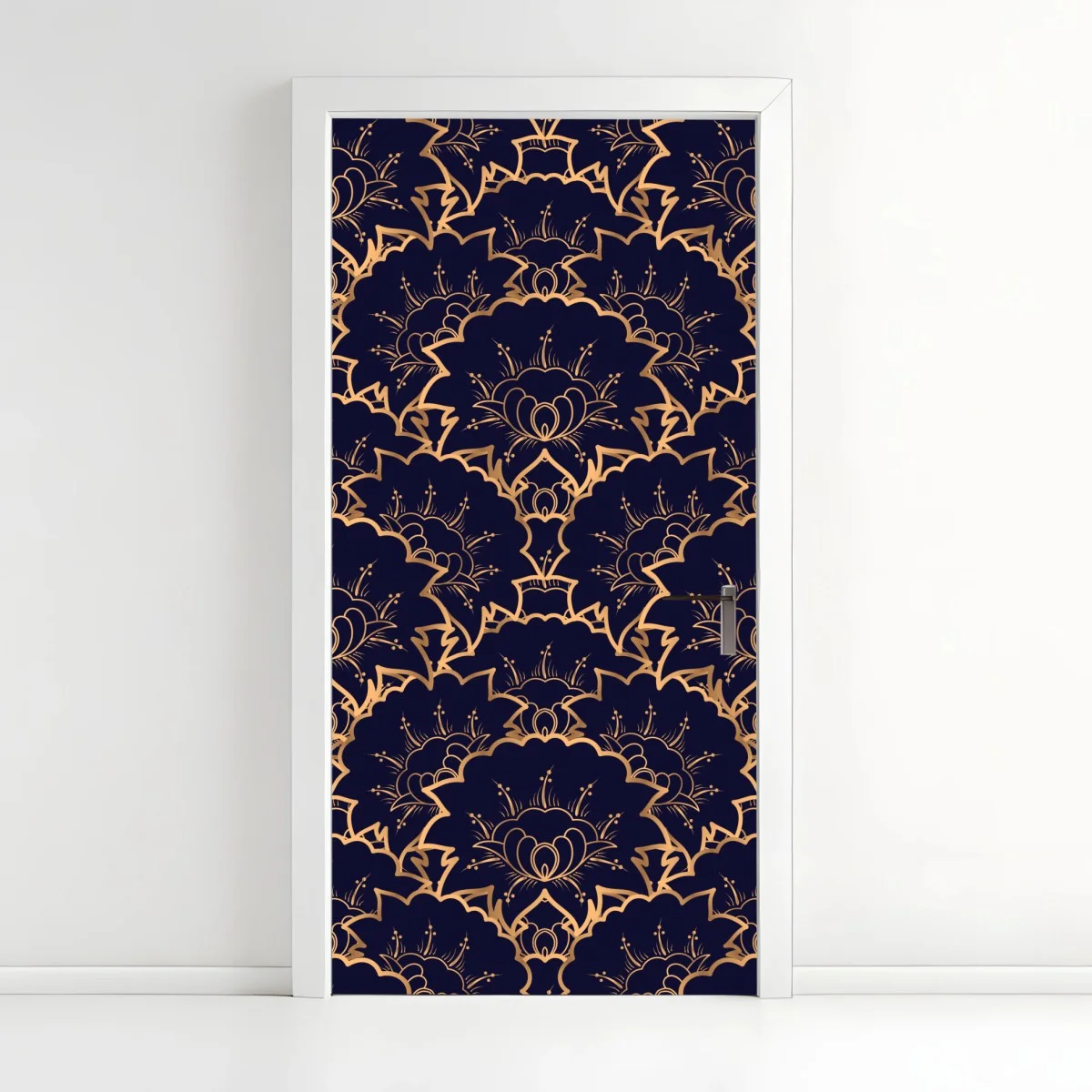 Pegatina para puerta patrón floral dorado sobre fondo azul marino – Pixers® Pegatina para puerta patrón floral dorado sobre fondo azul marino – Pixers®