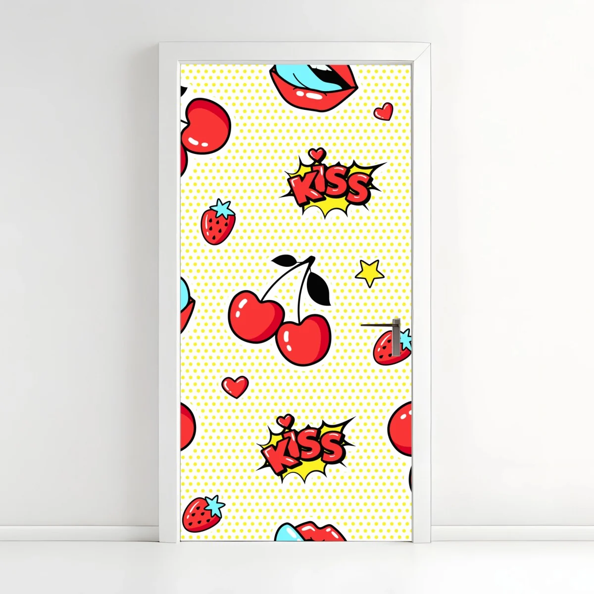 Pegatina para puerta diseño pop art con cerezas y labios – Pixers® Pegatina para puerta diseño pop art con cerezas y labios – Pixers®