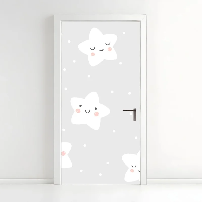 Pegatina para puerta estampado de estrellas sonrientes para cuarto infantil