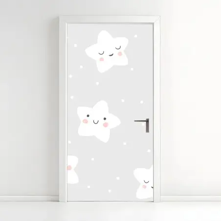 Pegatina para puerta estampado de estrellas sonrientes para cuarto infantil – Pixers®