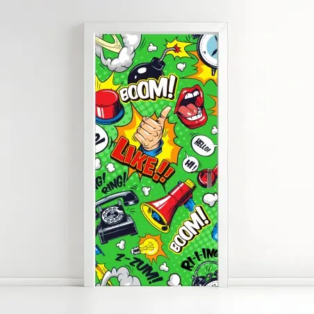 Pegatina para puerta explosión pop art colorida – Pixers®