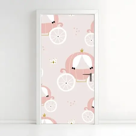 Pegatina para puerta carruajes de princesa en rosa suave – Pixers®