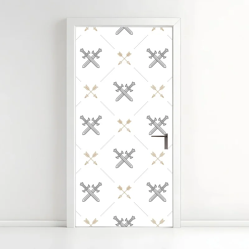 Pegatina para puerta patrón geométrico de espadas y flechas