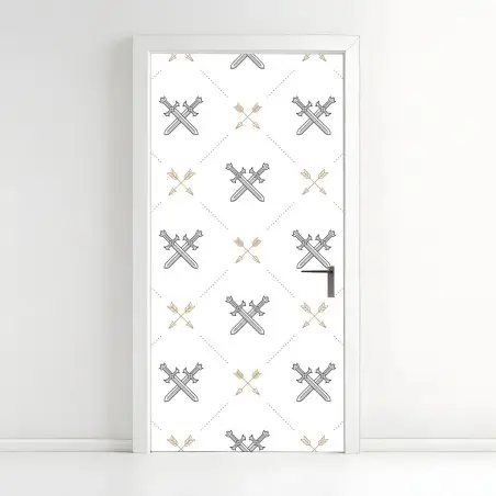 Pegatina para puerta patrón geométrico de espadas y flechas – Pixers®