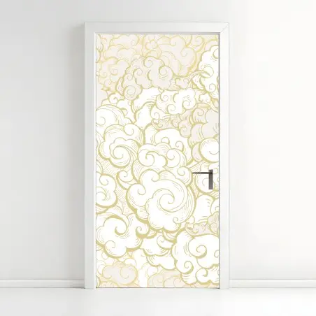 Pegatina para puerta patrón de nubes doradas estilo ornamental – Pixers®