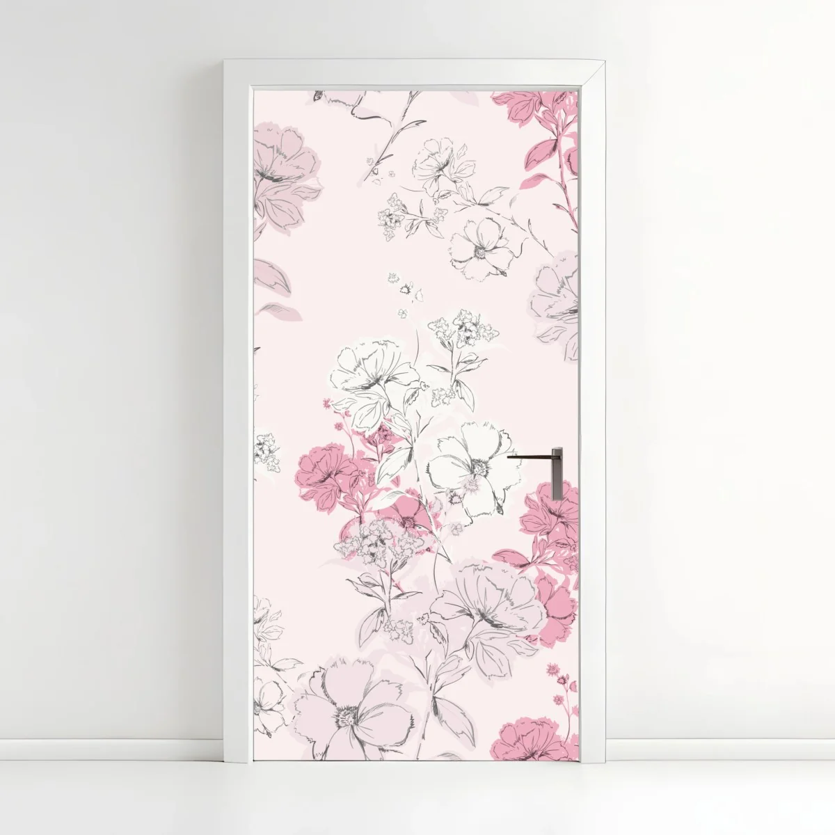 Pegatina para puerta patrón floral romántico en tonos rosa – Pixers® Pegatina para puerta patrón floral romántico en tonos rosa – Pixers®