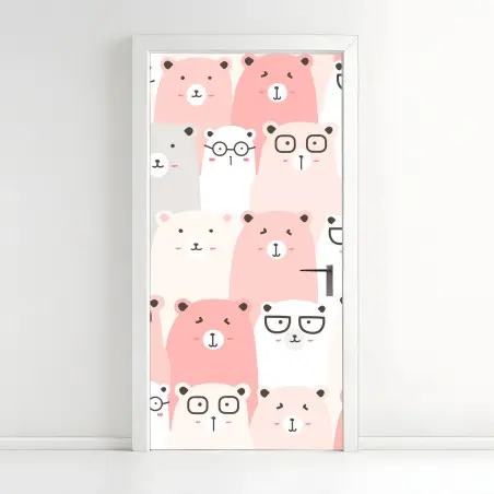 Pegatina para puerta ositos pastel en patrón repetitivo – Pixers®