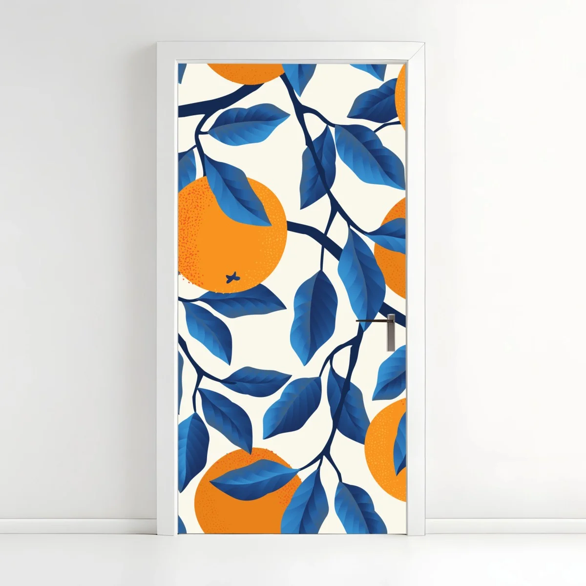 Pegatina para puerta estampado de naranjas y hojas azules – Pixers® Pegatina para puerta estampado de naranjas y hojas azules – Pixers®
