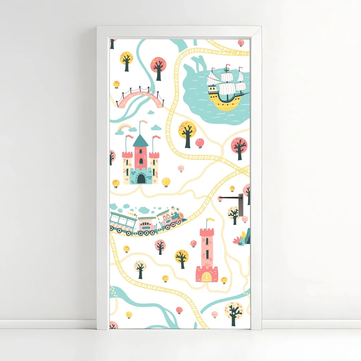 Pegatina para puerta mapa de cuento de hadas en colores pastel – Pixers® Pegatina para puerta mapa de cuento de hadas en colores pastel – Pixers®