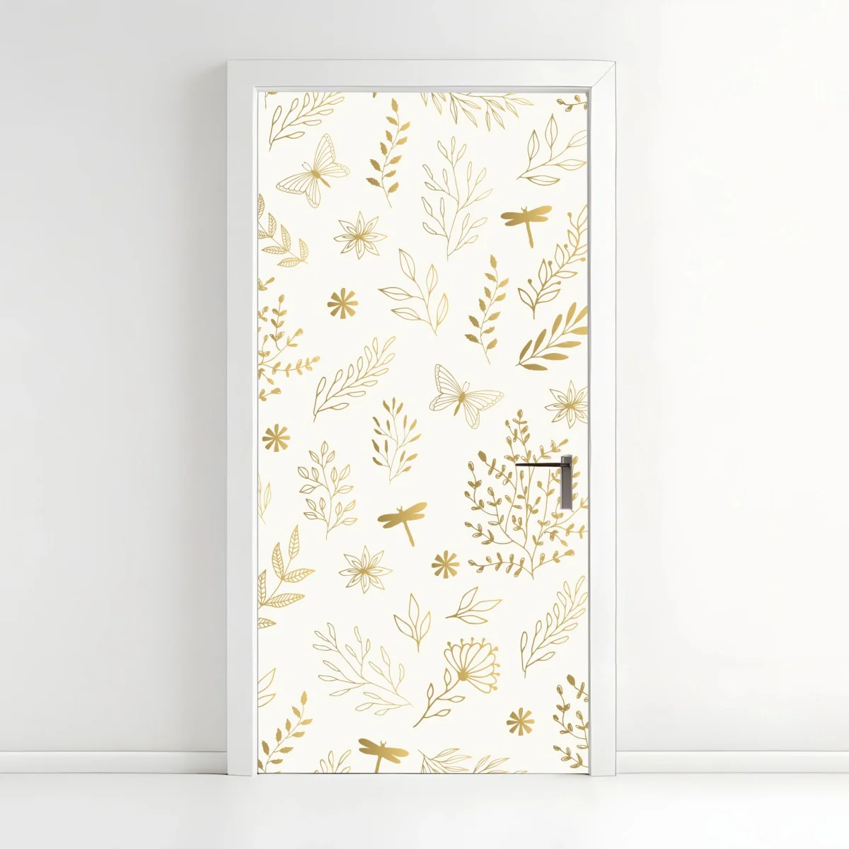 Pegatina para puerta patrón botánico dorado sobre fondo marfil – Pixers® Pegatina para puerta patrón botánico dorado sobre fondo marfil – Pixers®