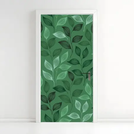 Pegatina para puerta diseño botánico de hojas verdes – Pixers®