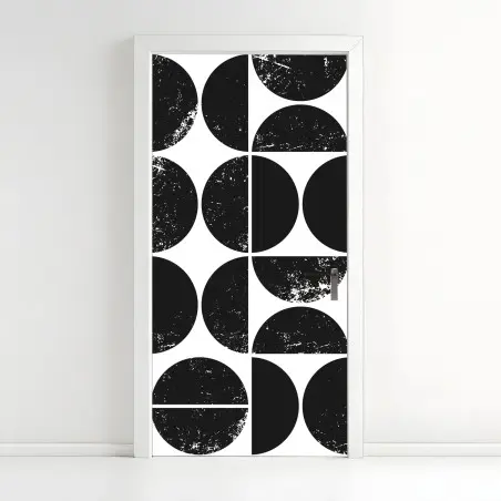 Pegatina para puerta patrón geométrico de círculos con textura envejecida – Pixers®