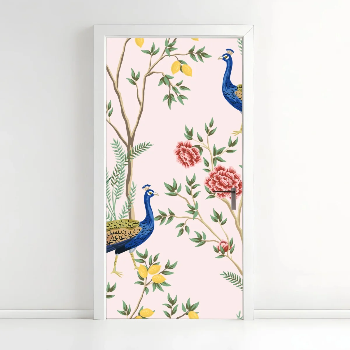 Pegatina para puerta pavos reales y flores sobre fondo rosa – Pixers® Pegatina para puerta pavos reales y flores sobre fondo rosa – Pixers®