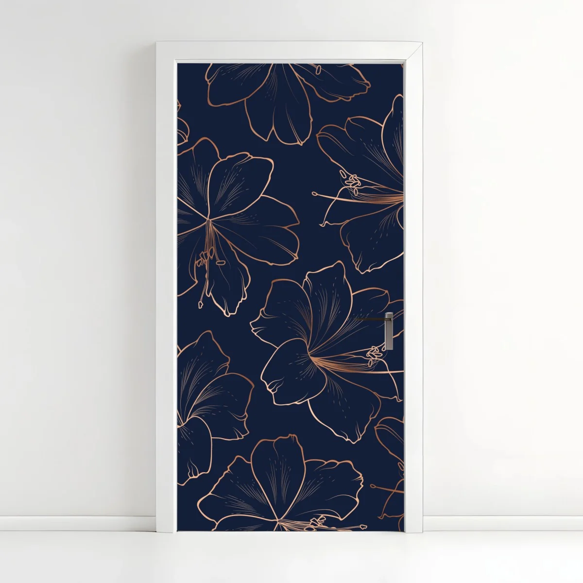 Pegatina para puerta diseño floral noche azul con contornos dorados – Pixers® Pegatina para puerta diseño floral noche azul con contornos dorados – Pixers®