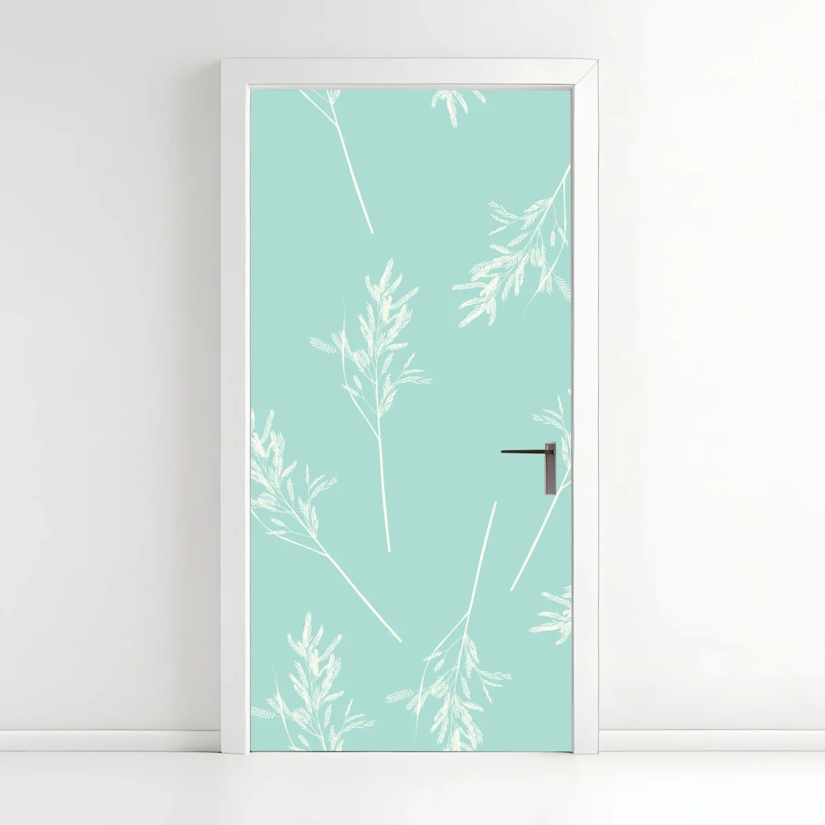 Pegatina para puerta follaje delicado sobre fondo turquesa – Pixers® Pegatina para puerta follaje delicado sobre fondo turquesa – Pixers®