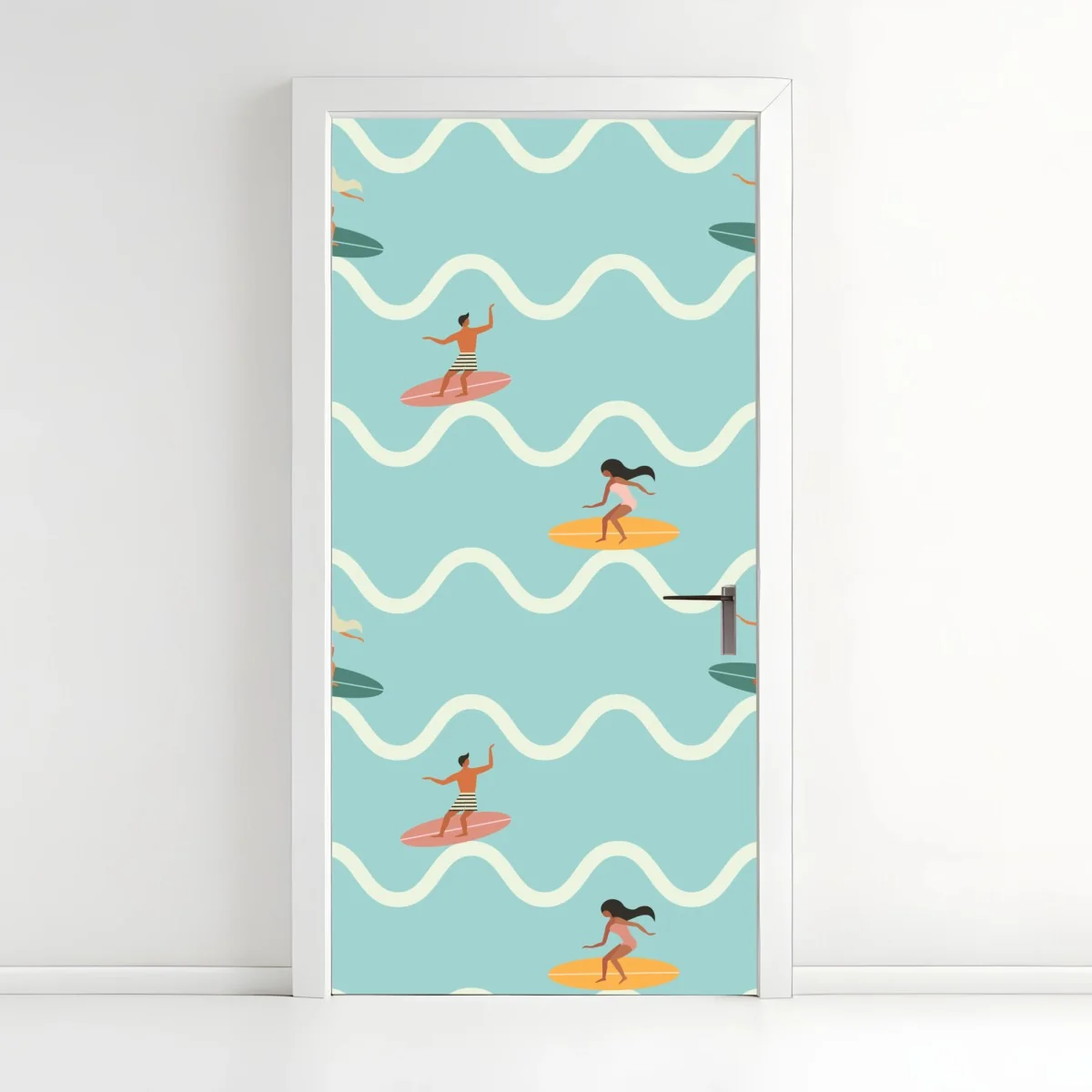 Pegatina para puerta estampado de surfistas y olas en tonos pastel – Pixers® Pegatina para puerta estampado de surfistas y olas en tonos pastel – Pixers®