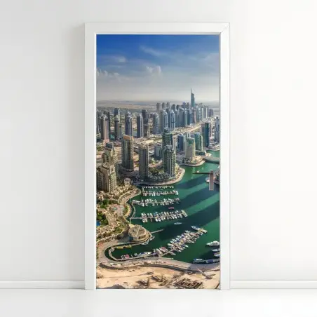 Pegatina para puerta panorama urbano de Dubai Marina – Pixers®