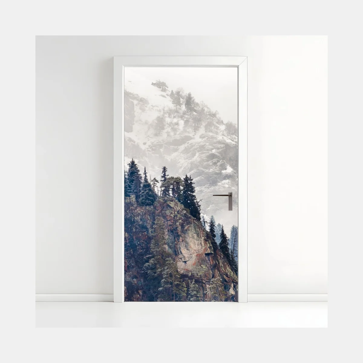 Pegatina para puerta acantilado nevado y bosque de pinos – Pixers® Pegatina para puerta acantilado nevado y bosque de pinos – Pixers®