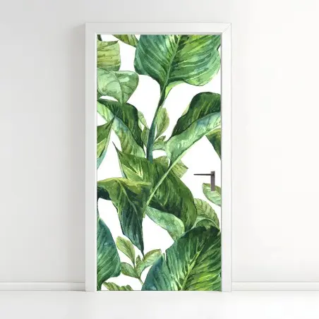 Pegatina para puerta motivo de hojas tropicales en acuarela – Pixers®