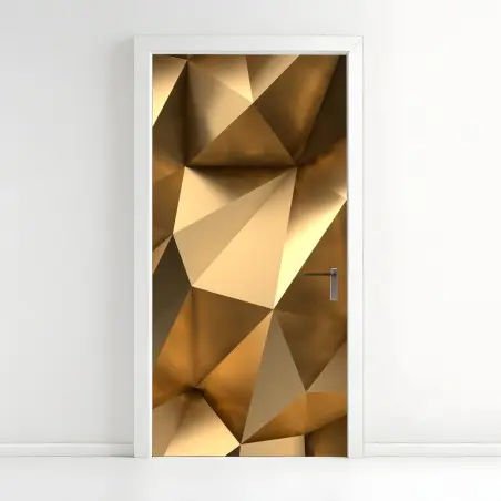 Pegatina para puerta diseño geométrico dorado y moderno – Pixers®