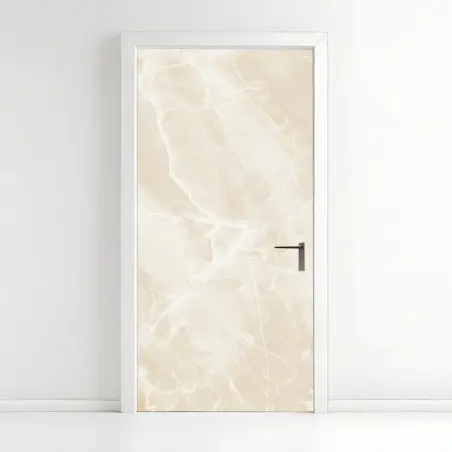 Pegatina para puerta mármol crema con vetas sutiles – Pixers®