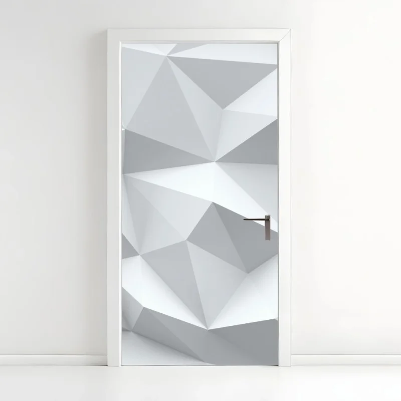 Pegatina para puerta arte geométrico en tonos blancos y grises