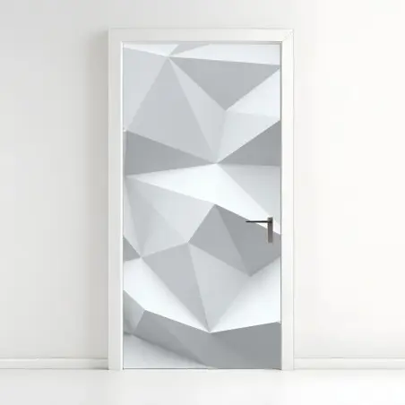 Pegatina para puerta arte geométrico en tonos blancos y grises – Pixers®