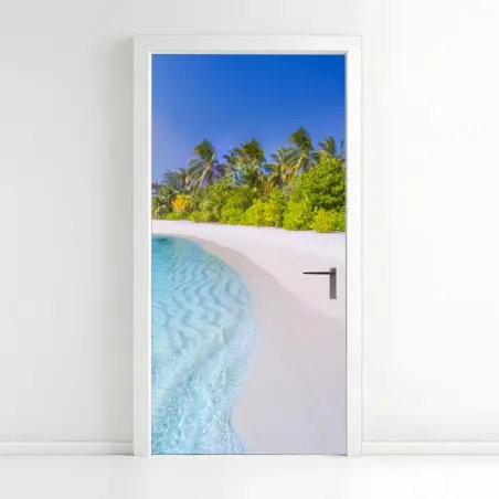 Pegatina para puerta paraíso tropical junto al mar – Pixers®