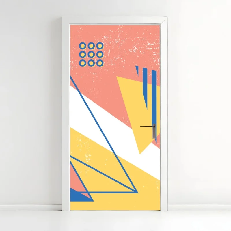 Pegatina para puerta composición geométrica en tonos pastel