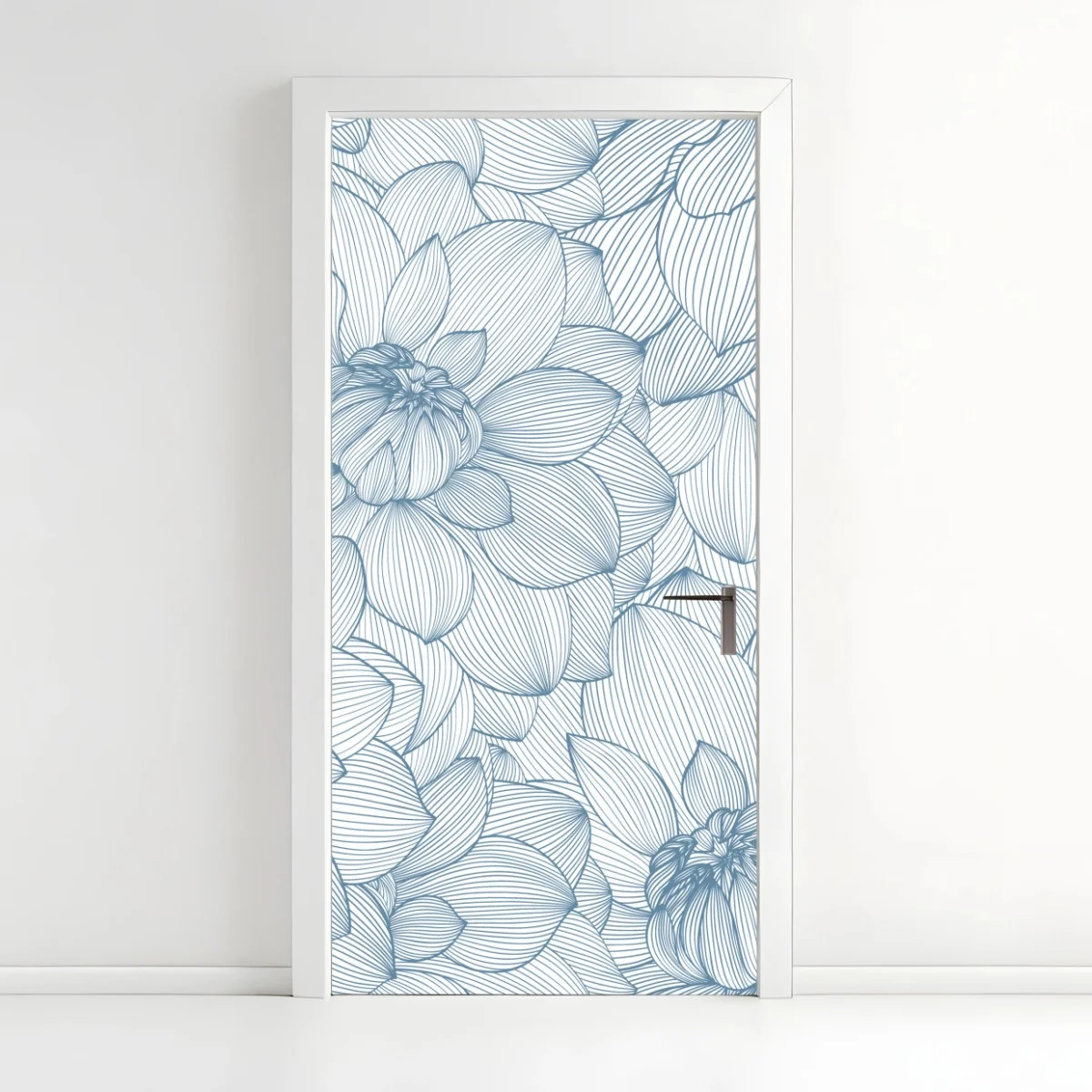 Pegatina para puerta patrón floral lineal azul – Pixers® Pegatina para puerta patrón floral lineal azul – Pixers®