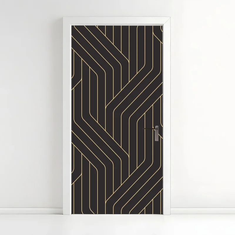 Pegatina para puerta diseño geométrico art déco en dorado