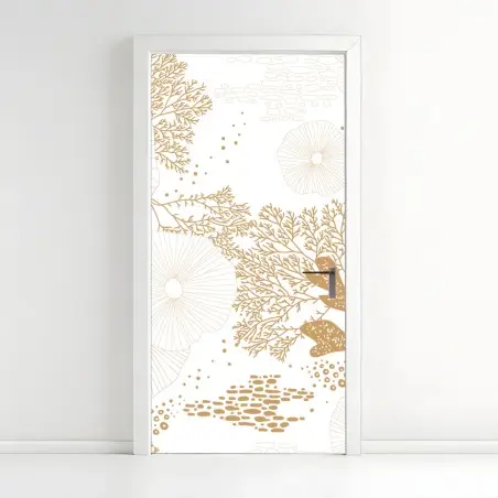 Pegatina para puerta diseño marino minimalista en tonos dorados – Pixers®