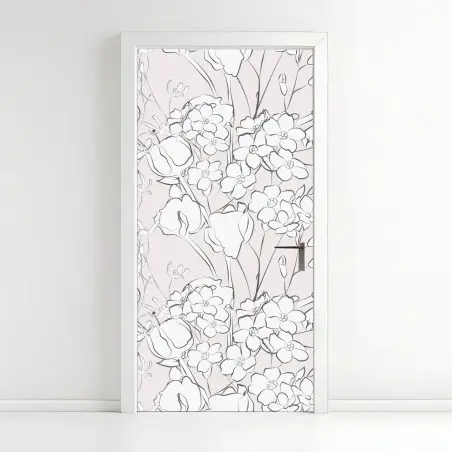 Pegatina para puerta diseño floral delicado en rosa pálido – Pixers®