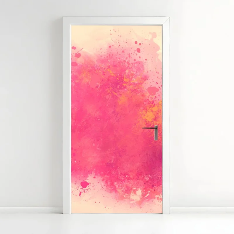 Pegatina para puerta explosión abstracta en rosa y dorado