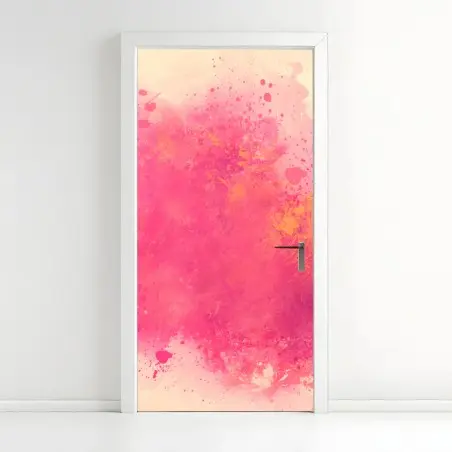 Pegatina para puerta explosión abstracta en rosa y dorado – Pixers®