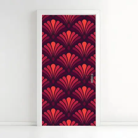 Pegatina para puerta motivo art déco en tonos rojos y burdeos – Pixers®