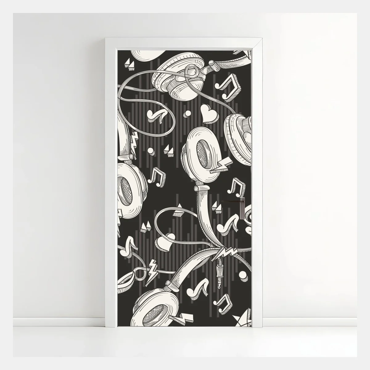 Pegatina para puerta patrón de auriculares y notas musicales – Pixers® Pegatina para puerta patrón de auriculares y notas musicales – Pixers®