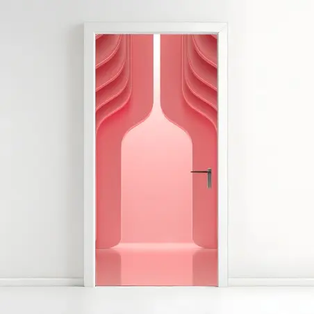 Pegatina para puerta espacio coral minimalista y futurista con arcos – Pixers®