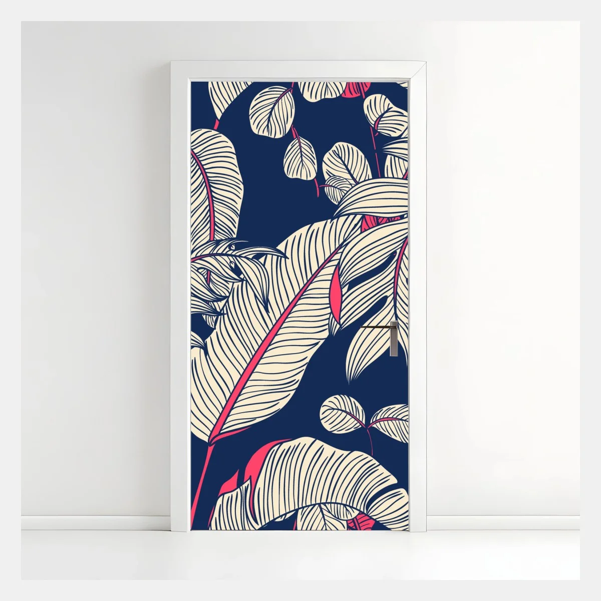 Pegatina para puerta motivo tropical estilizado en azul marino y rosa – Pixers® Pegatina para puerta motivo tropical estilizado en azul marino y rosa – Pixers®