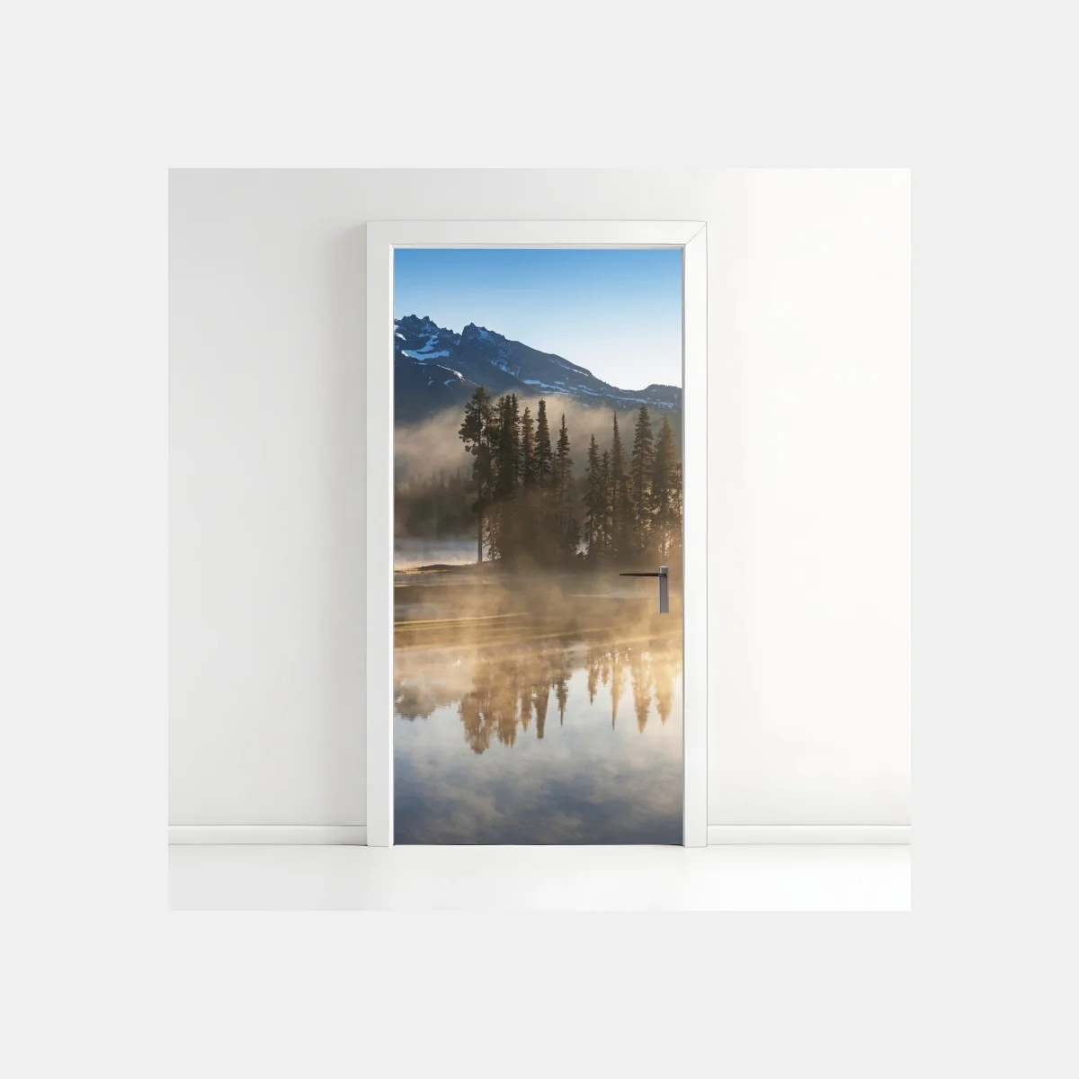 Pegatina para puerta amanecer sereno en lago de montaña con reflejos – Pixers® Pegatina para puerta amanecer sereno en lago de montaña con reflejos – Pixers®