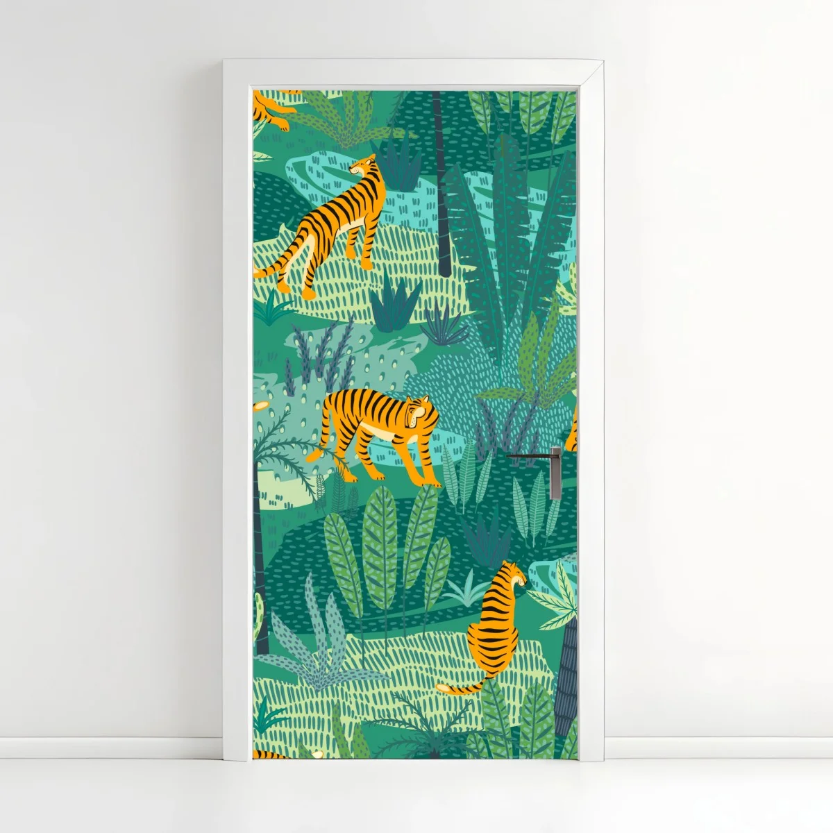 Pegatina para puerta selva de tigres en tonos verdes y turquesa – Pixers® Pegatina para puerta selva de tigres en tonos verdes y turquesa – Pixers®