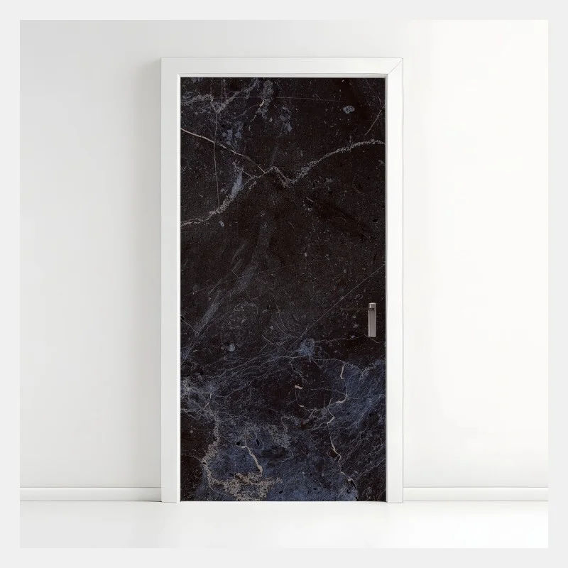 Pegatina para puerta mármol oscuro con vetas azules