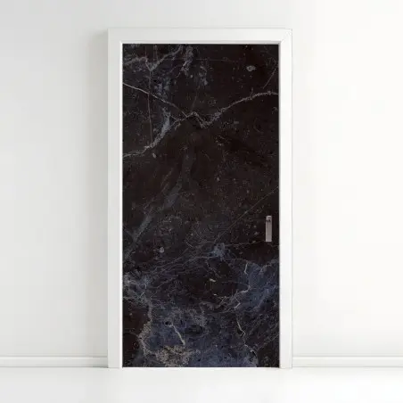 Pegatina para puerta mármol oscuro con vetas azules – Pixers®